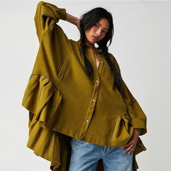 Free People Tops - Free People - Button-Up Sweatshirt - Grape Leaves